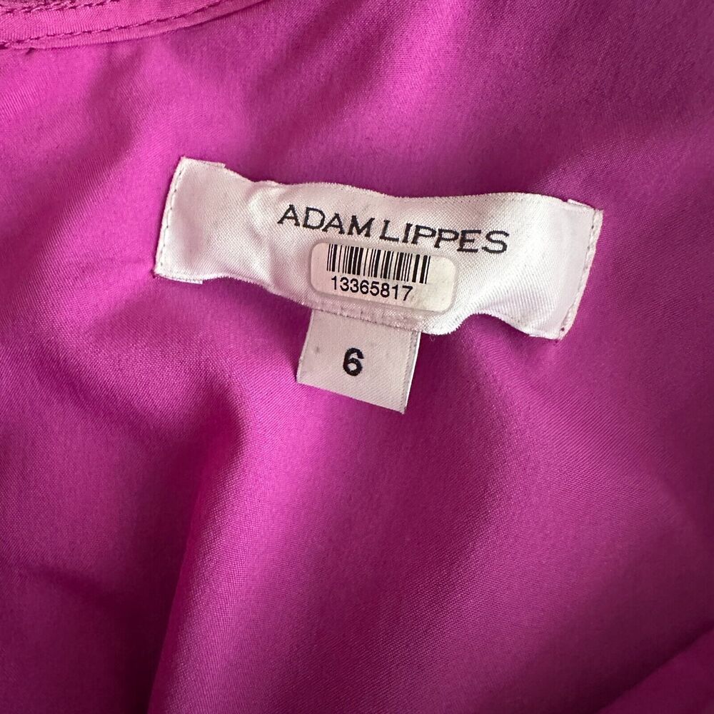 ADAM LIPPES Top Women 6 Magenta Pink Lace Lined Long Sleeve Tunic Scallop Hem - Picture 4 of 9